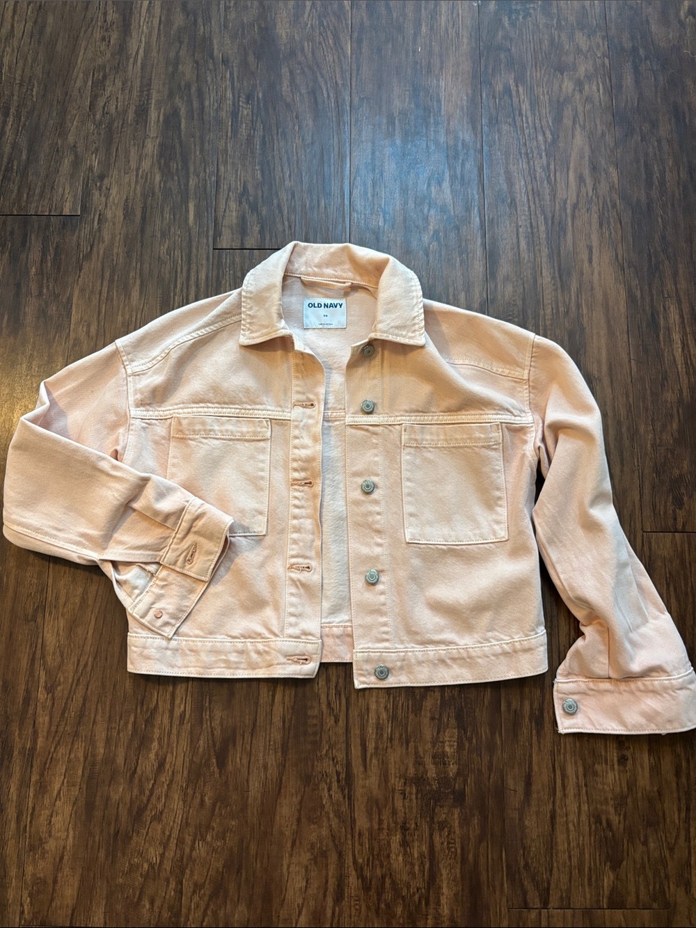 Old Navy Light Peach Cropped Denim Jacket